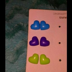 3 set heart earrings